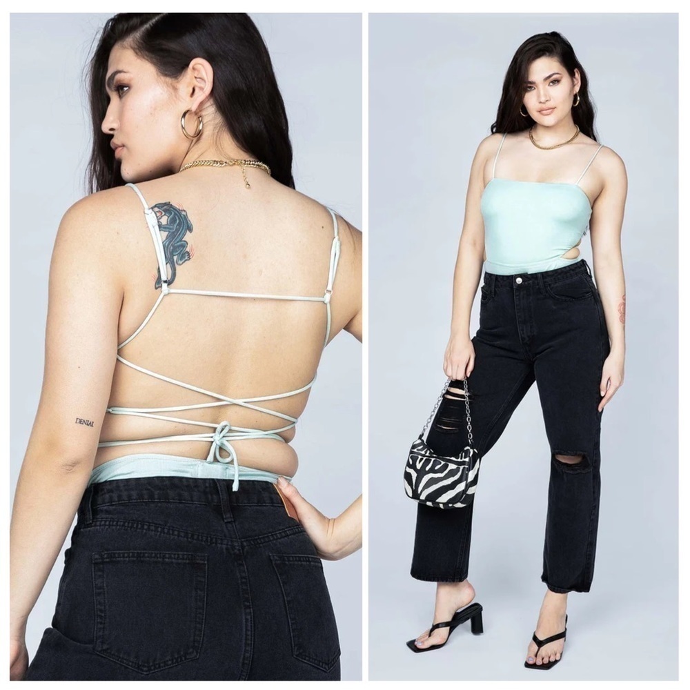 Princess Polly Light Mint Green Strappy Back Bodysuit